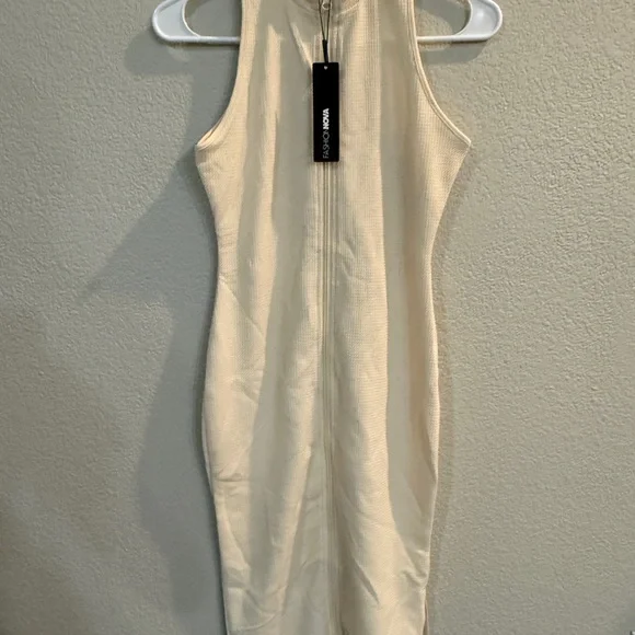 Fashion Nova | Dresses | Nwt Fashion Nova Zoey Textured Midi Cream Bodycon  Dress | Poshmark